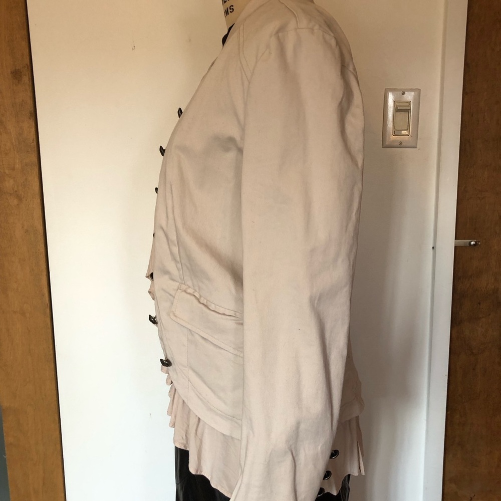 Free People Cream Ruffle-Front Button Blazer - Picture 7 of 13
